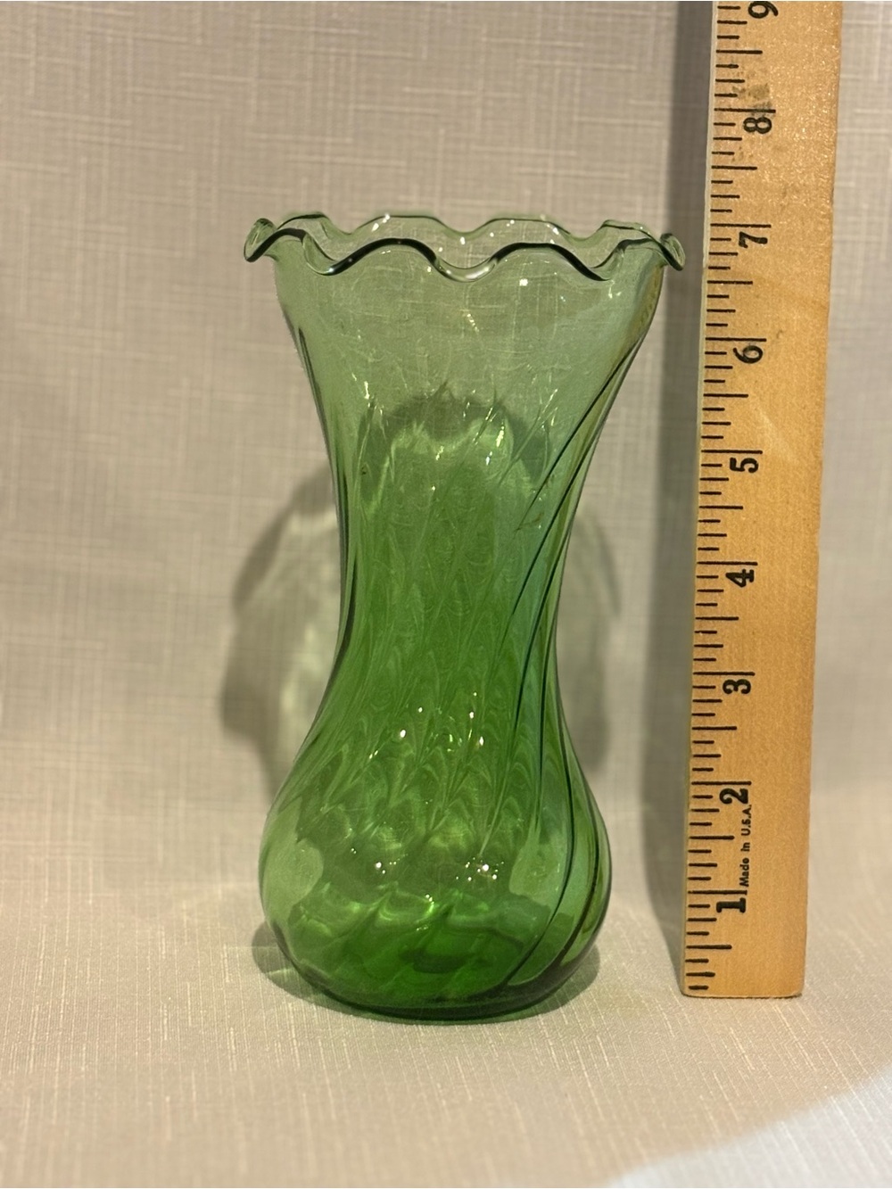 Indiana Glass Green Ruffled Vase - Picture 3 of 3